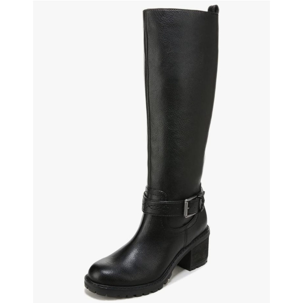 Zodiac Modern Western Moto Knee Height Tall Boots SZ 7 M REGULAR Calf BLACK - Picture 3 of 15